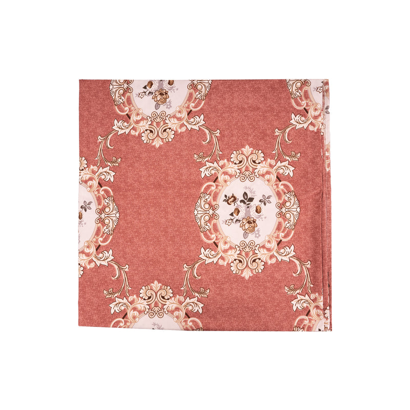 Elegant 5-Piece Quilted Bedding Set | King Size | Light Coral with Floral & Damask Accents