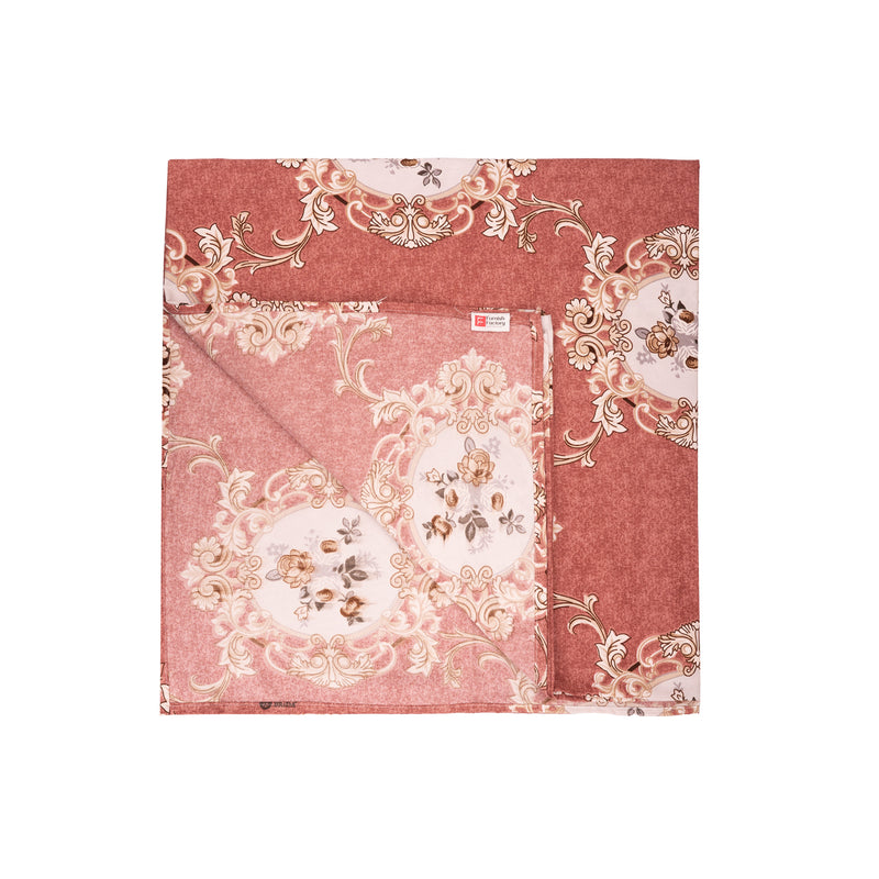 Elegant 5-Piece Quilted Bedding Set | King Size | Light Coral with Floral & Damask Accents