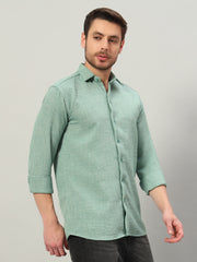 Sage Green Premium Linen Blend Point Collar Shirt