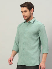 Sage Green Premium Linen Blend Point Collar Shirt
