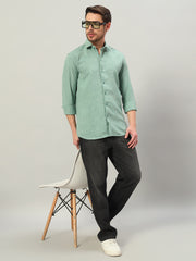 Sage Green Premium Linen Blend Point Collar Shirt