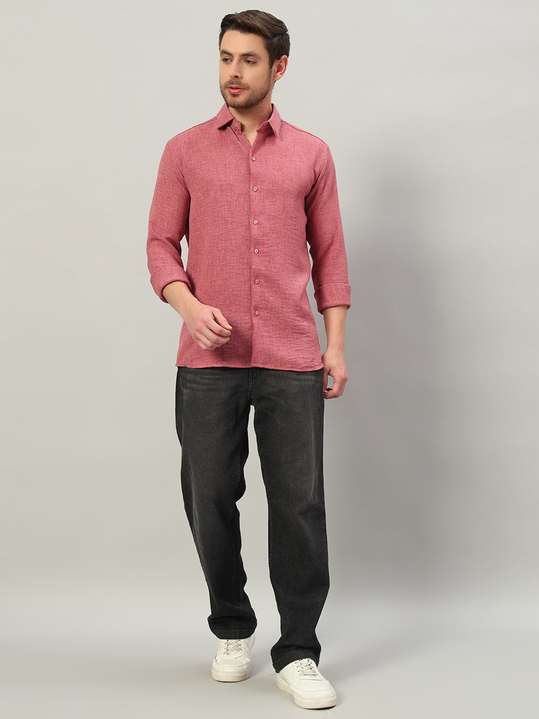 Turkish Rose Premium Linen Blend Point Collar Shirt