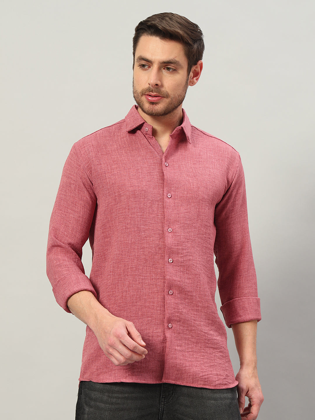 Turkish Rose Premium Linen Blend Point Collar Shirt