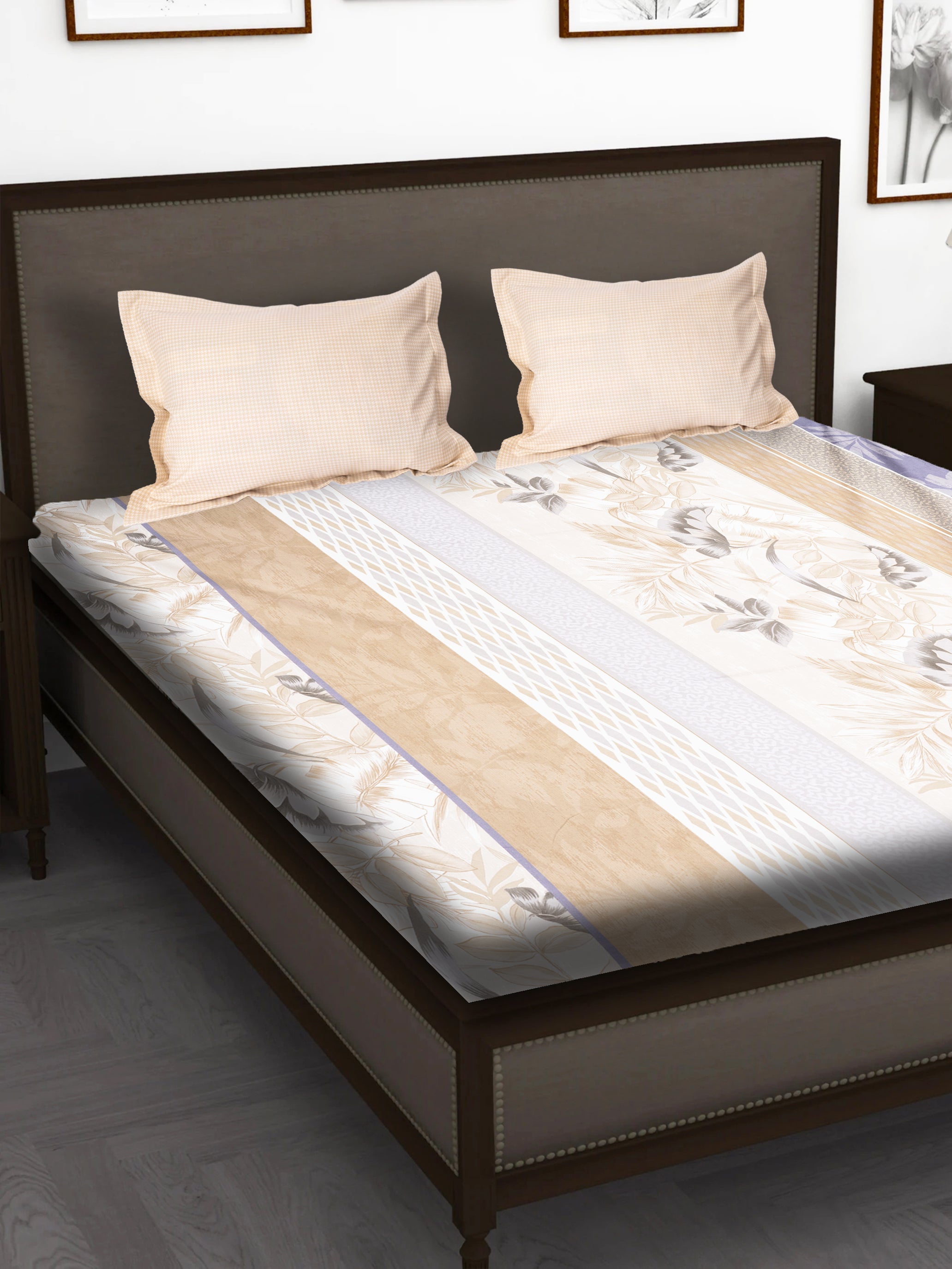 BLOSSOM ELEGANCE 240 TC COTTON BLEND KING SIZE BEDSHEET SET