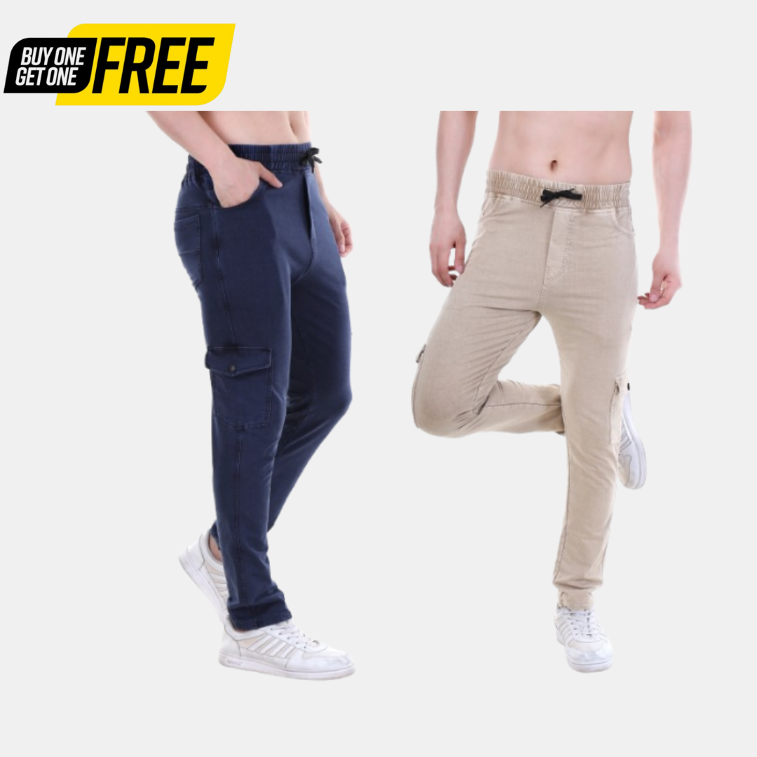 Buy 1 Get 1 Free Stone Beige And Navy Utility Cargo Pants