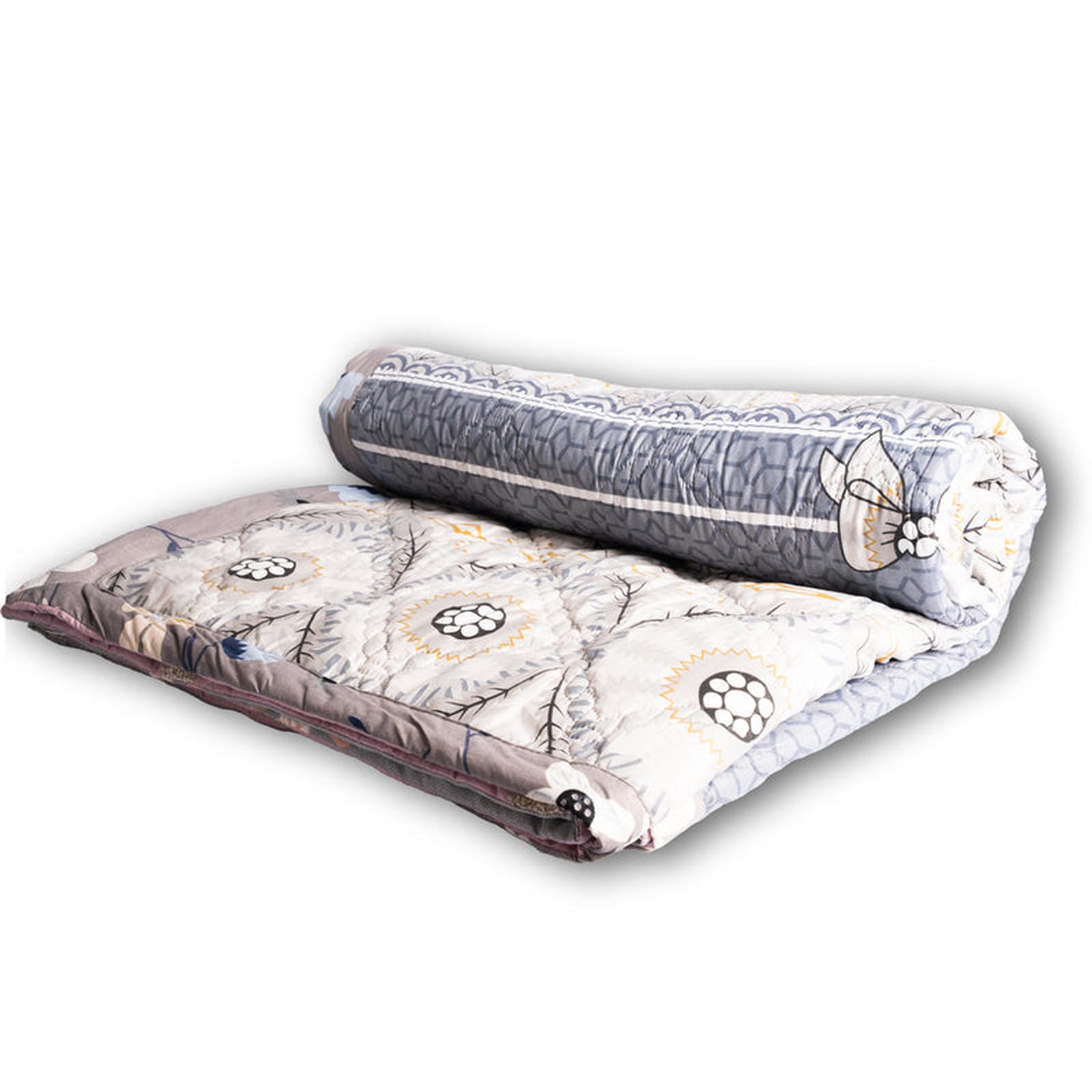 Ultralight Reversible Comforter – Baby Pink & Grey (Floral & Circular Patterns) - Furnish Factory