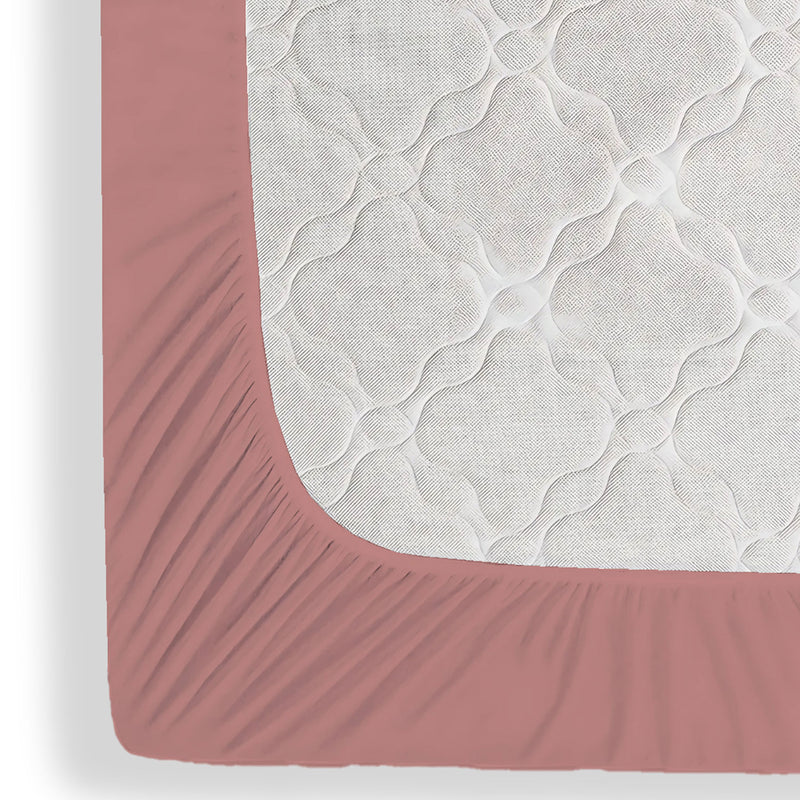 Dusty Rose Waterproof Mattress Protector – Fitted Textured Design