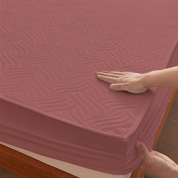 Dusty Rose Waterproof Mattress Protector – Fitted Textured Design