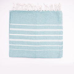 Aqua Blue Turkish Beach Towel | 100% Cotton | Ultra-Soft & Quick-Drying