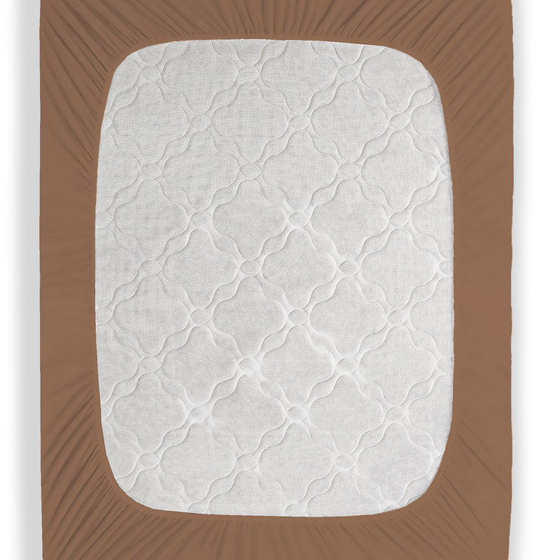 Coffee Brown Waterproof Mattress Protector – Fitted Textured Design