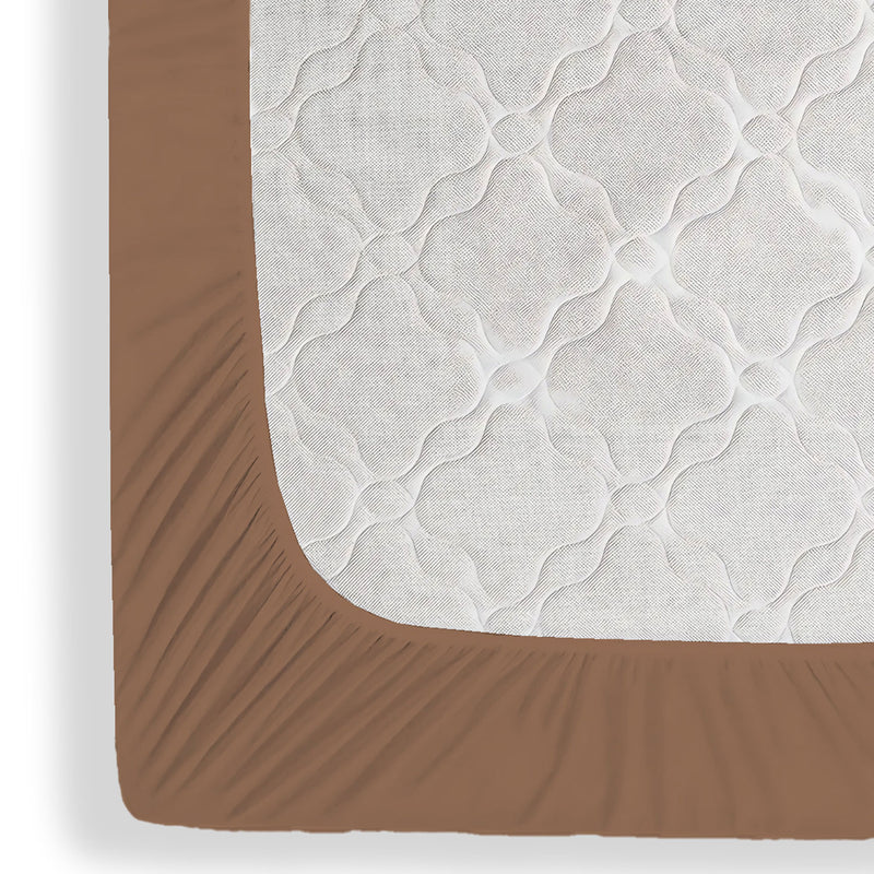 Coffee Brown Waterproof Mattress Protector – Fitted Textured Design