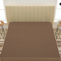 Coffee Brown Waterproof Mattress Protector – Fitted Textured Design