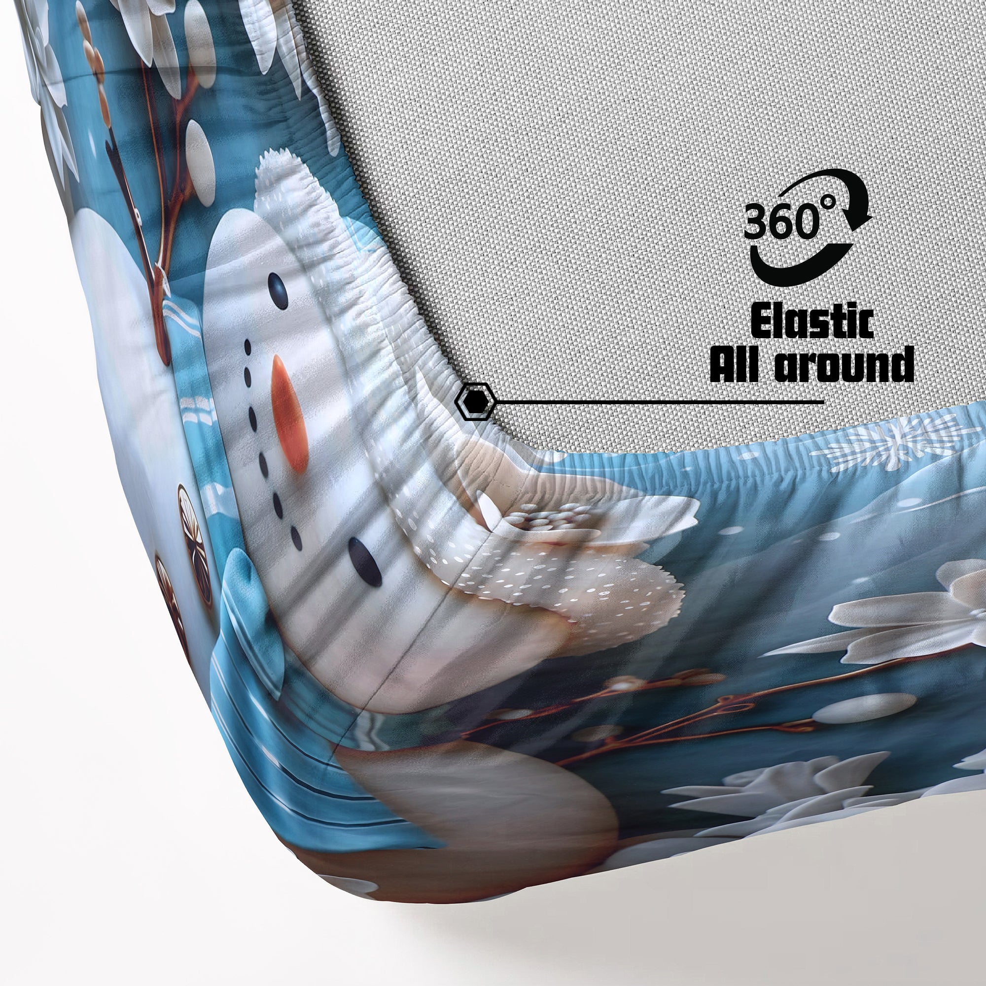 Snow Bliss 7D Cotton Fitted Bedsheet (90x100 inch)