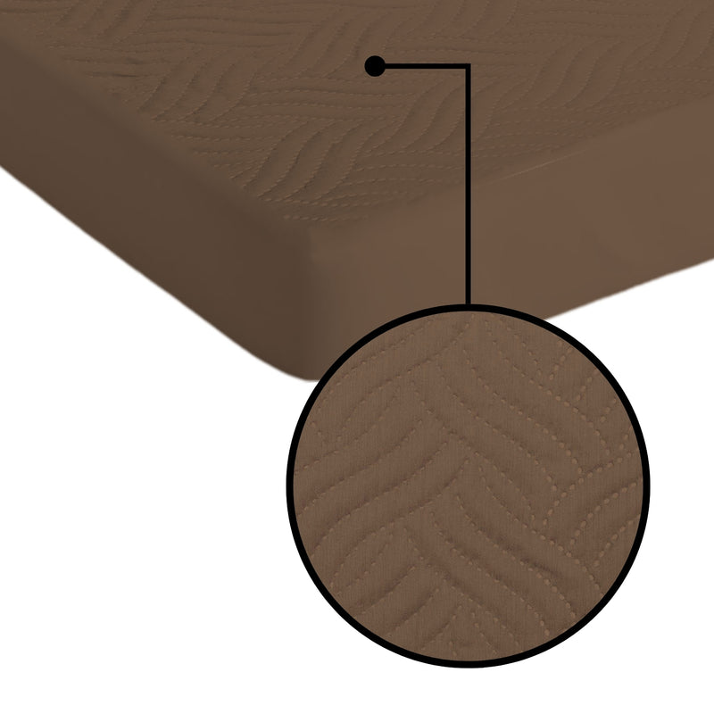 Coffee Brown Waterproof Mattress Protector – Fitted Textured Design