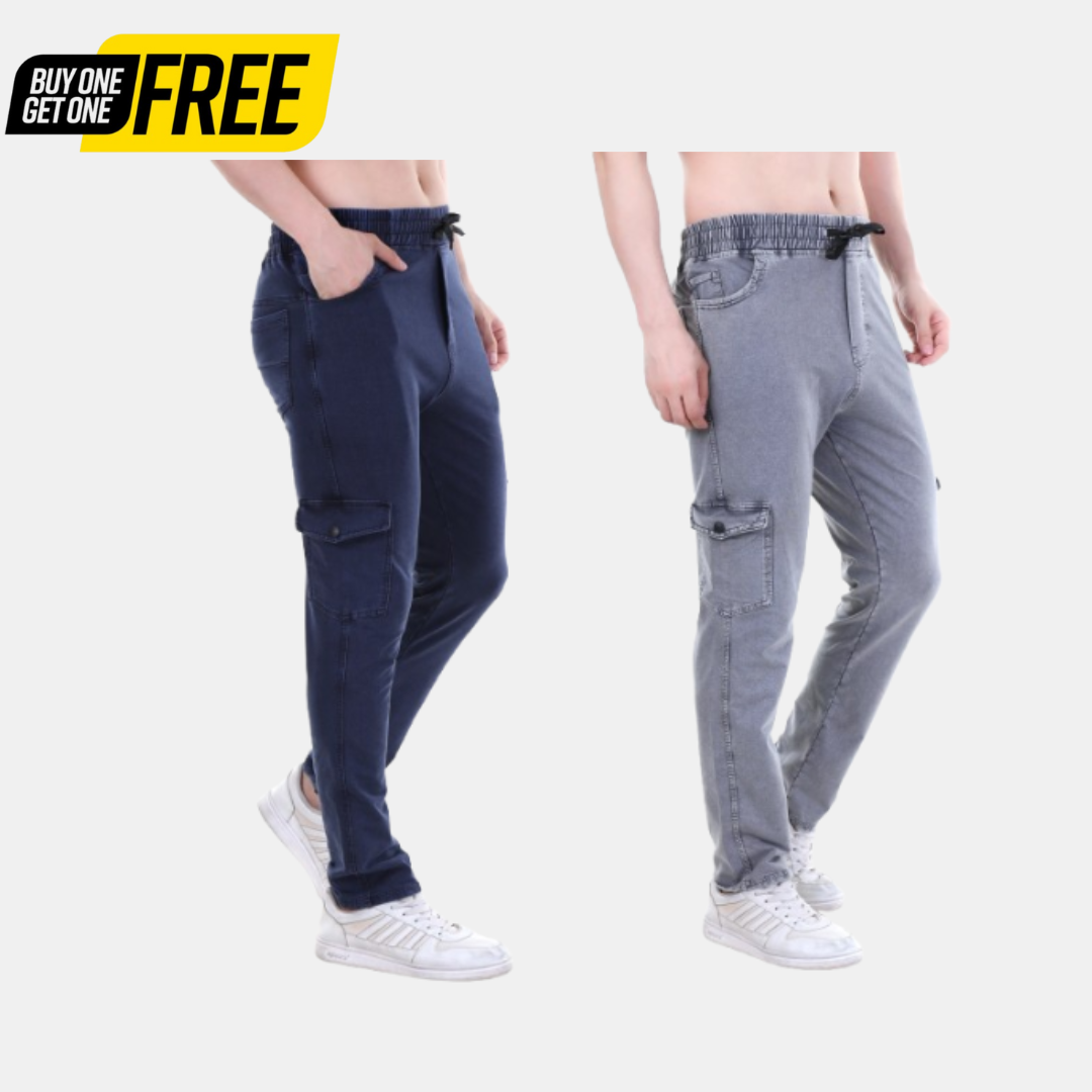 Buy 1 Get 1 Free Light Grey And Navy Utility Cargo Pants