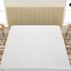 Milky White Waterproof Mattress Protector – Fitted Textured Design