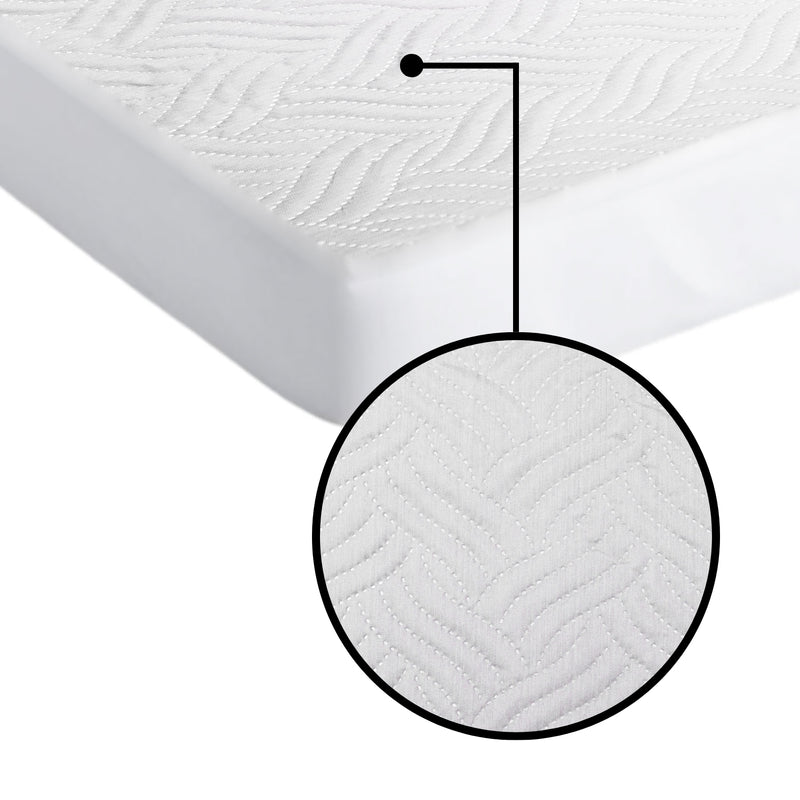 Milky White Waterproof Mattress Protector – Fitted Textured Design
