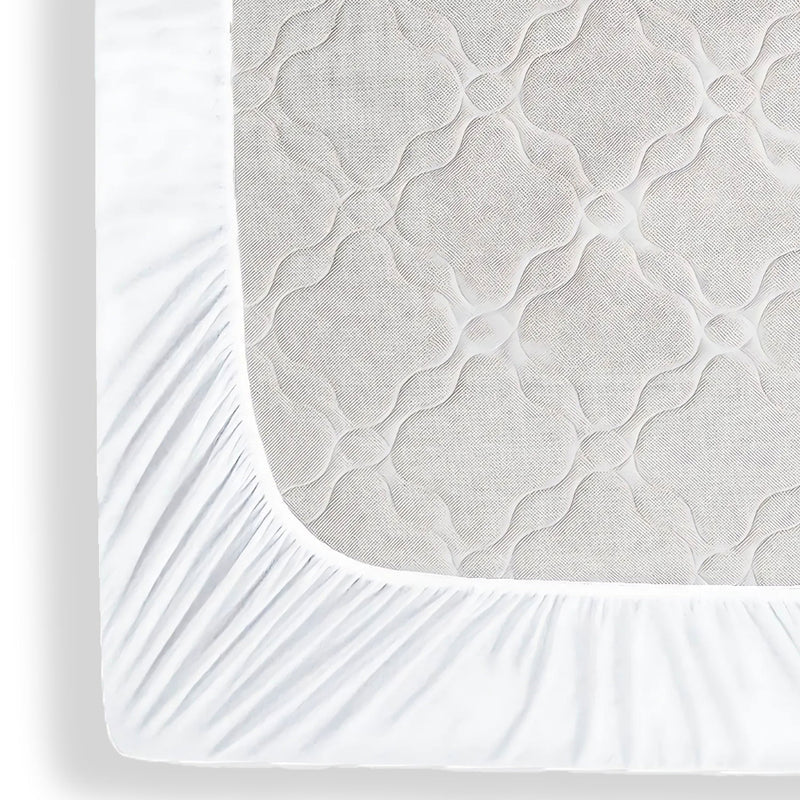 Milky White Waterproof Mattress Protector – Fitted Textured Design
