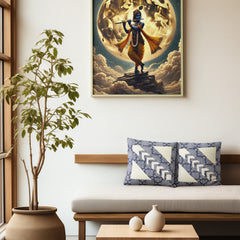 Navy Blue & White Geometric Patchwork Cushion Cover – 16 x 16 inches