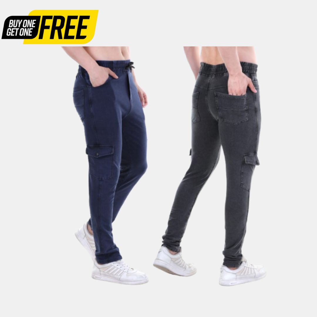Buy 1 Get 1 Free Charcoal Black And Navy Utility Cargo Pants