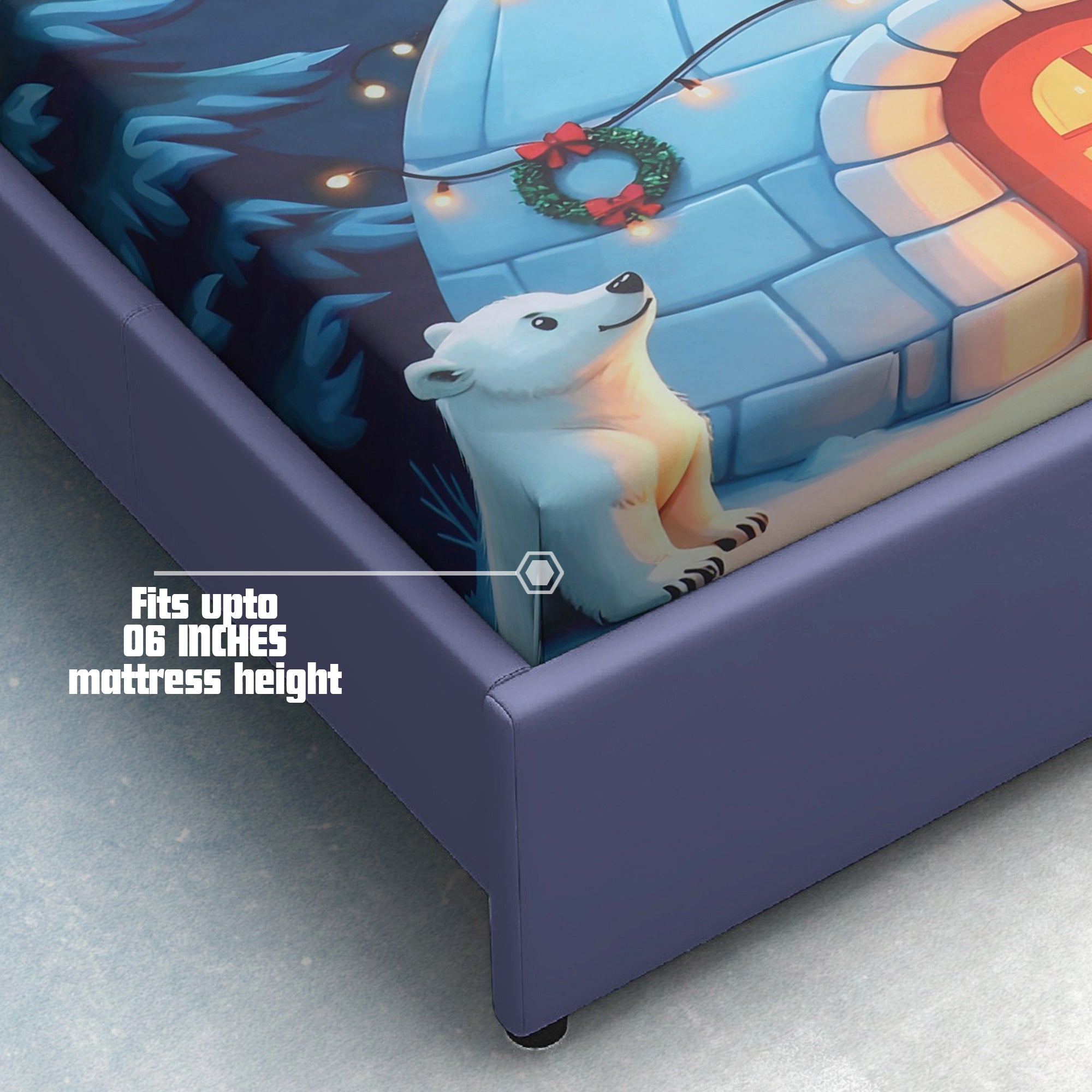 Polar Paradise 7D Cotton Fitted Bedsheet (90x100 inch)