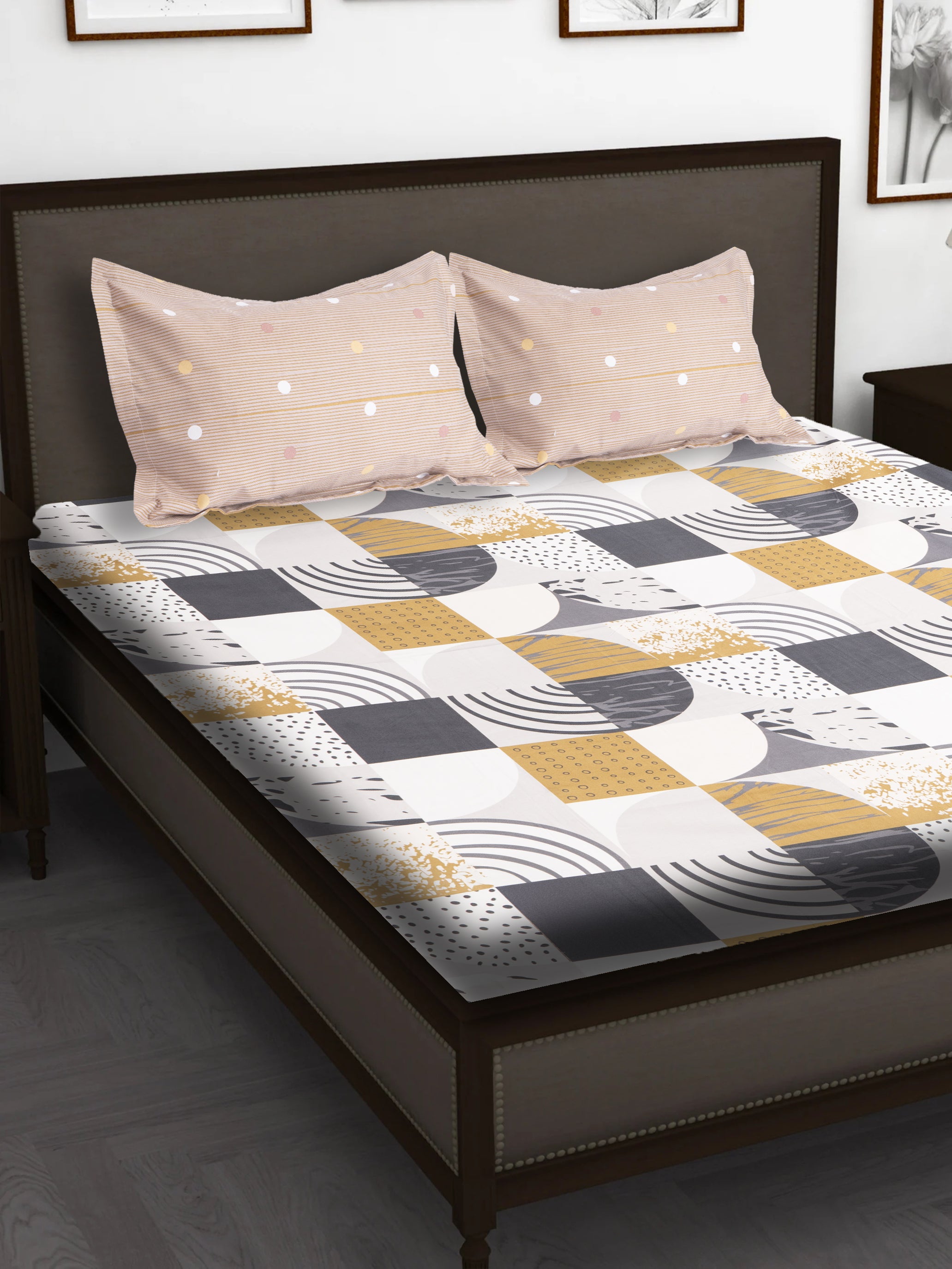 MODERN HARMONY 240 TC COTTON BLEND KING SIZE BEDSHEET SET