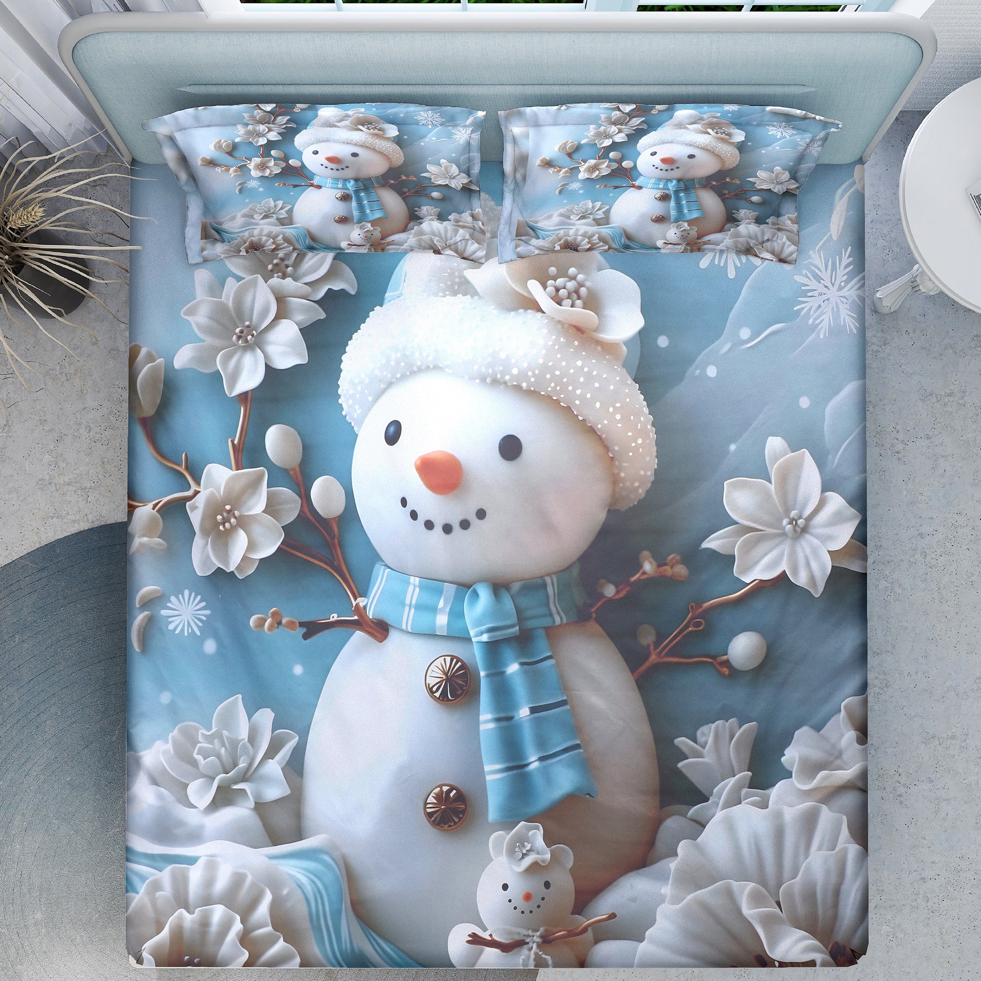 Snow Bliss 7D Cotton Fitted Bedsheet (90x100 inch)