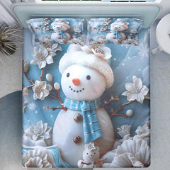 Snow Bliss 7D Cotton Fitted Bedsheet (90x100 inch) King Size