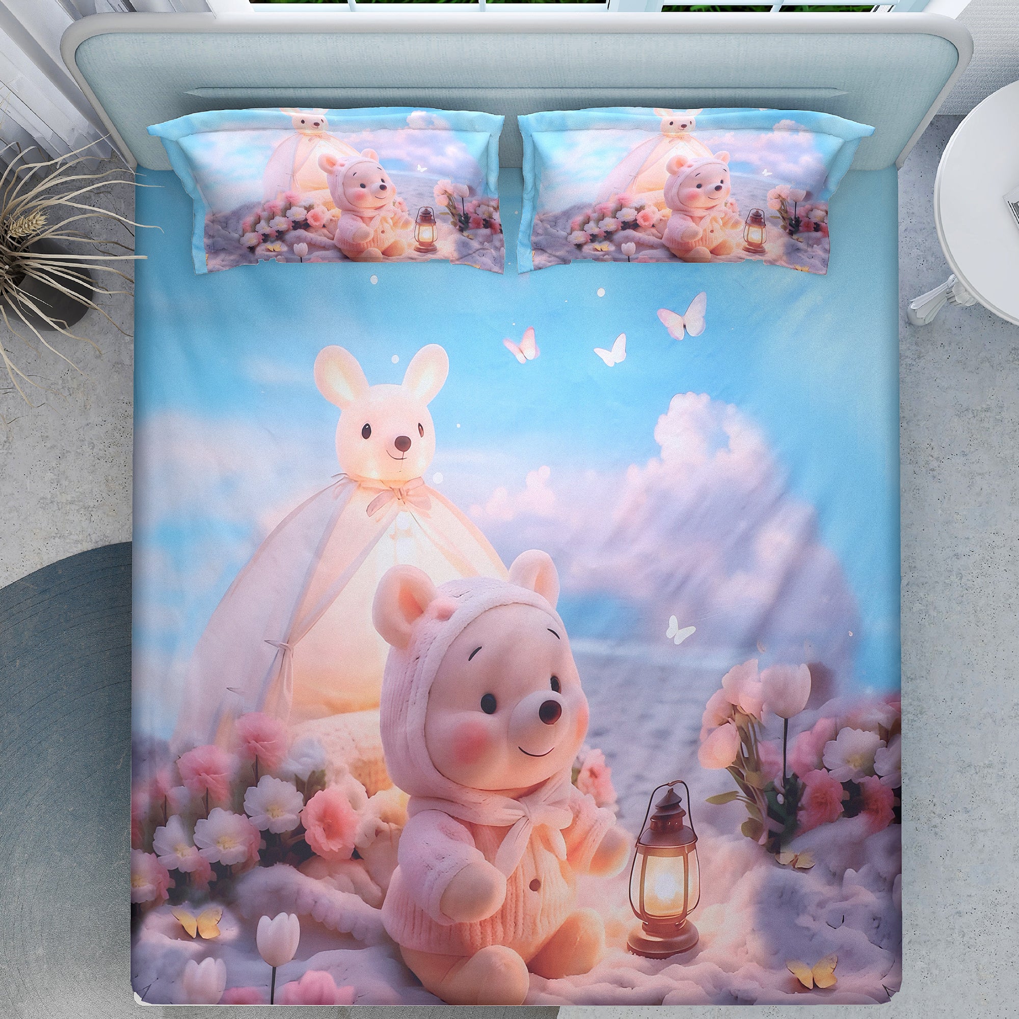 Cloud Cozy Teddy Bear 7D Cotton Fitted Bedsheet (90x100 inch)