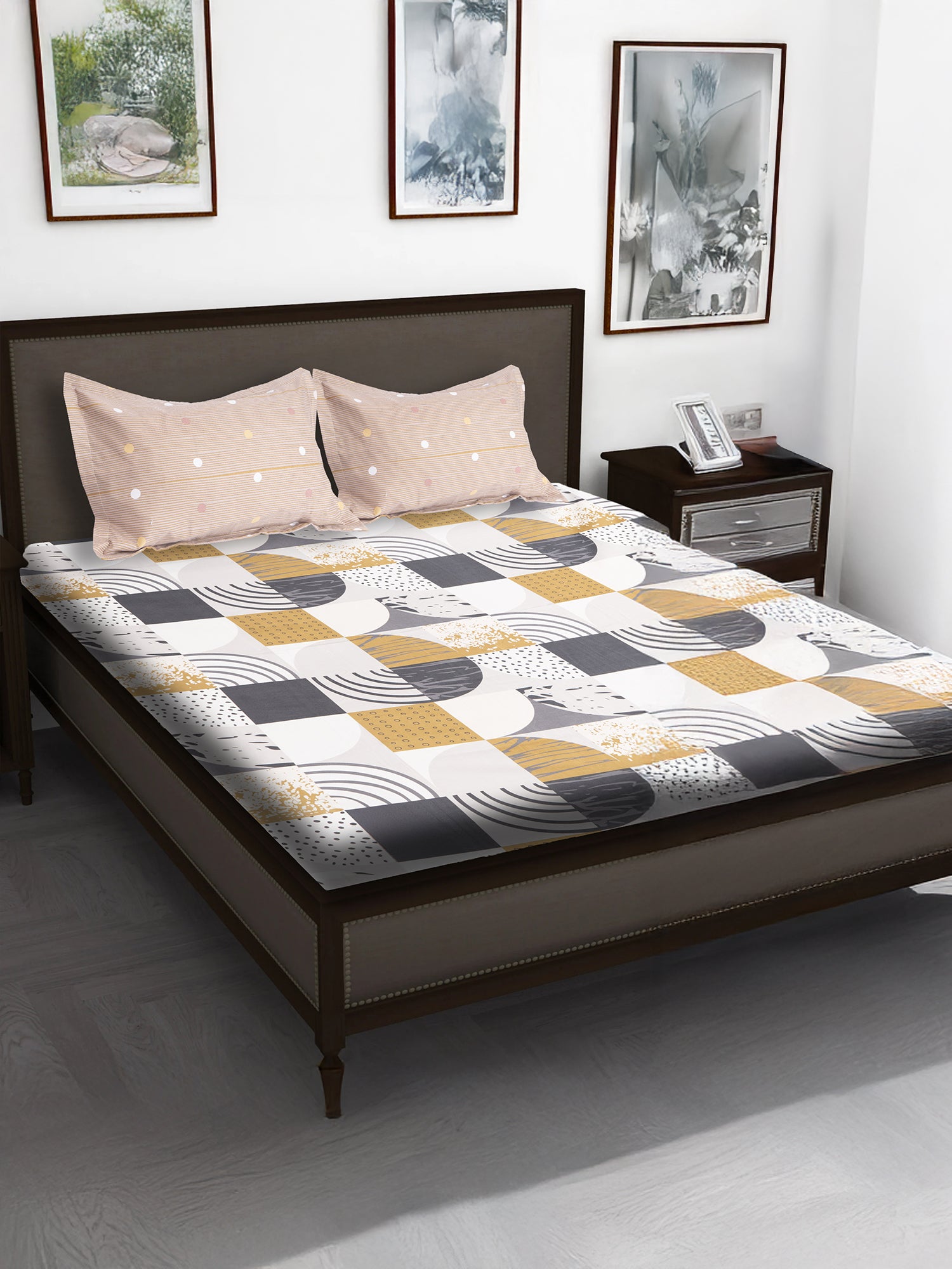 MODERN HARMONY 240 TC COTTON BLEND KING SIZE BEDSHEET SET