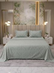 Celestial Green Gridline Bedsheet