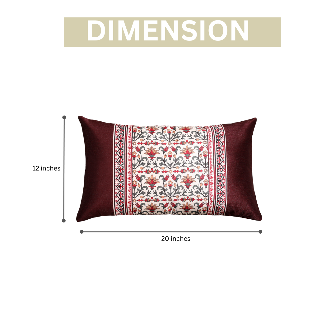 Ornate Bloom Silk Lumbar Cushion Covers – 20x12 inch