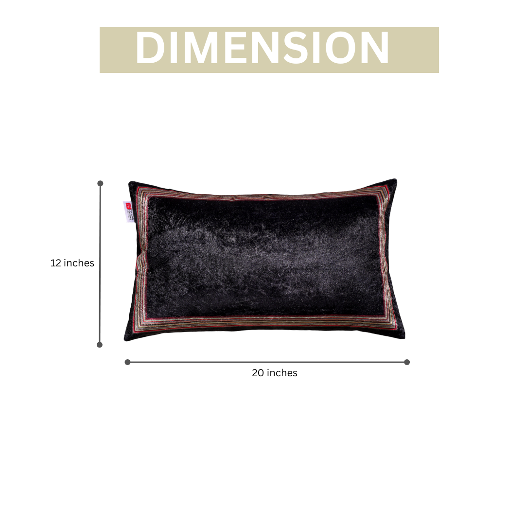 Noir Edge Velvet Lumbar Cushion Covers – 20x12 inch