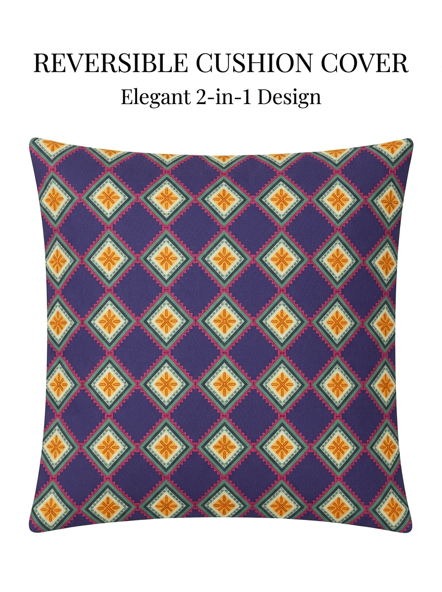Elegant Geometric Satin Reversible Cushion Cover - Furnish Factory