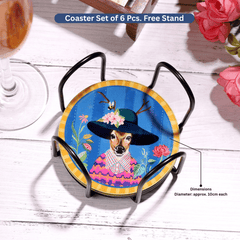 Whimsical Portraits Metal Coaster Set of 6 Pcs.