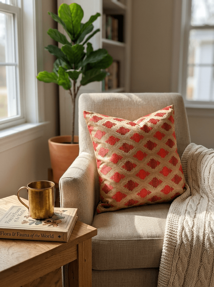 Scarlet Brocade Embroidered Cushion Cover (16*16 inch) - Furnish Factory