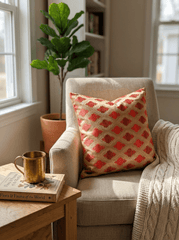 Scarlet Brocade Embroidered Cushion Cover (16*16 inch) - Furnish Factory