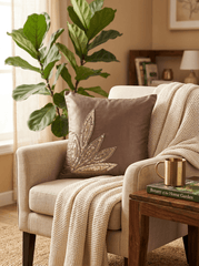 Leaf Silk Embroidered Cushion Cover (16*16 inch) - Furnish Factory