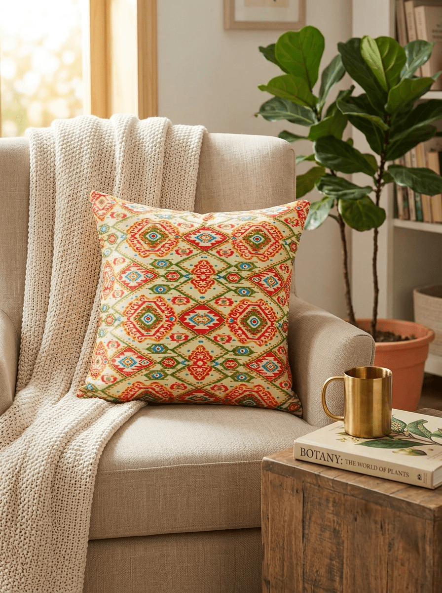 Terracotta Tales Canvas Cushion Cover (16*16 inch) - Furnish Factory