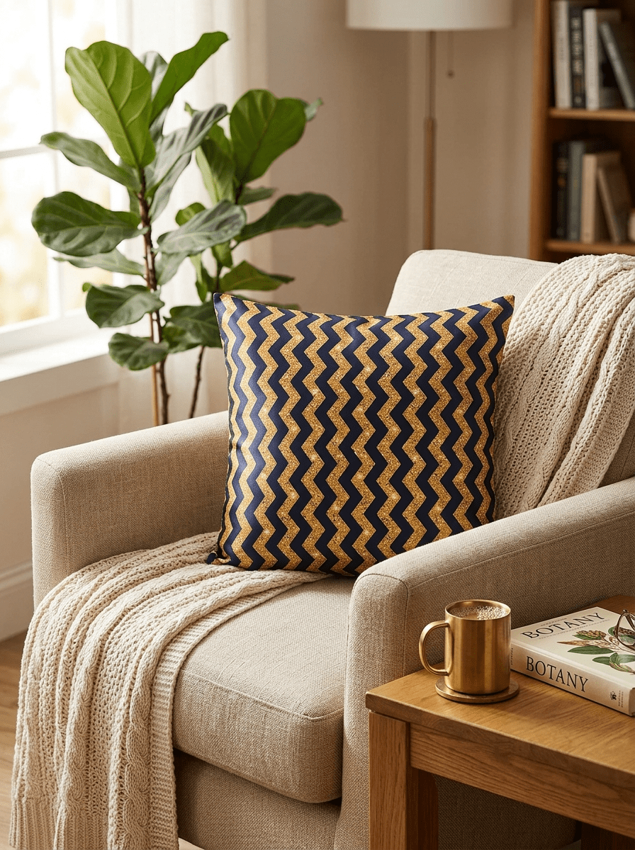 Golden Wave Canvas Cushion cover (16*16 inch) - Furnish Factory