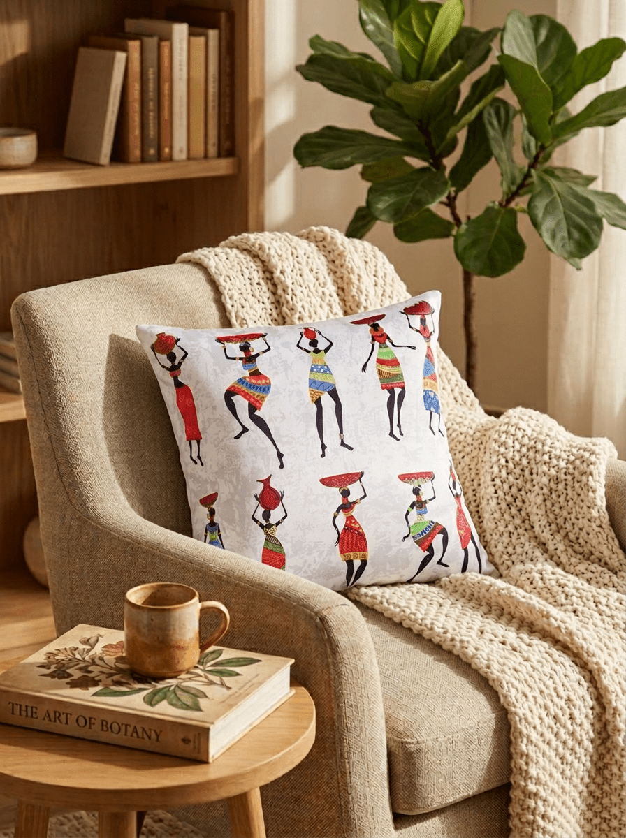 African Pot Dance Decorative Cushion Cover (16*16 inch) - Furnish Factory