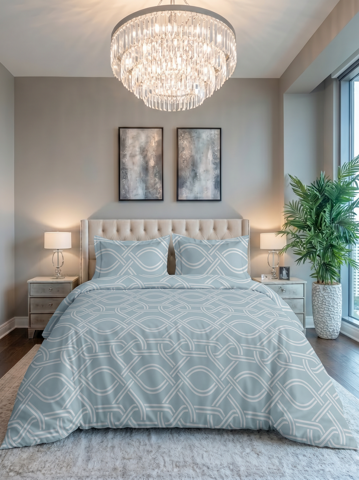 Celestial Blue Mist Cotton Bedsheet