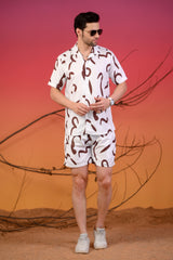 Brown Patterned Cuban Collar Co-Ords