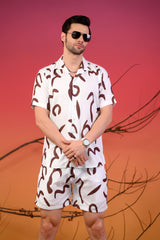 Brown Patterned Cuban Collar Co-Ords