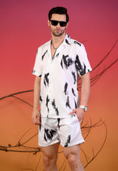 Black Brushstroke Cuban Collar Co-Ords