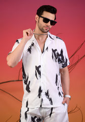 Black Brushstroke Cuban Collar Co-Ords