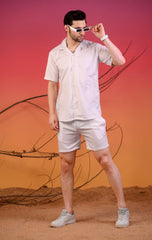 Baby Pink & White Striped Cuban Collar Co-Ords