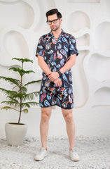 Abstract Paisley Print Cuban Collar Boxy Fit Co-Ords