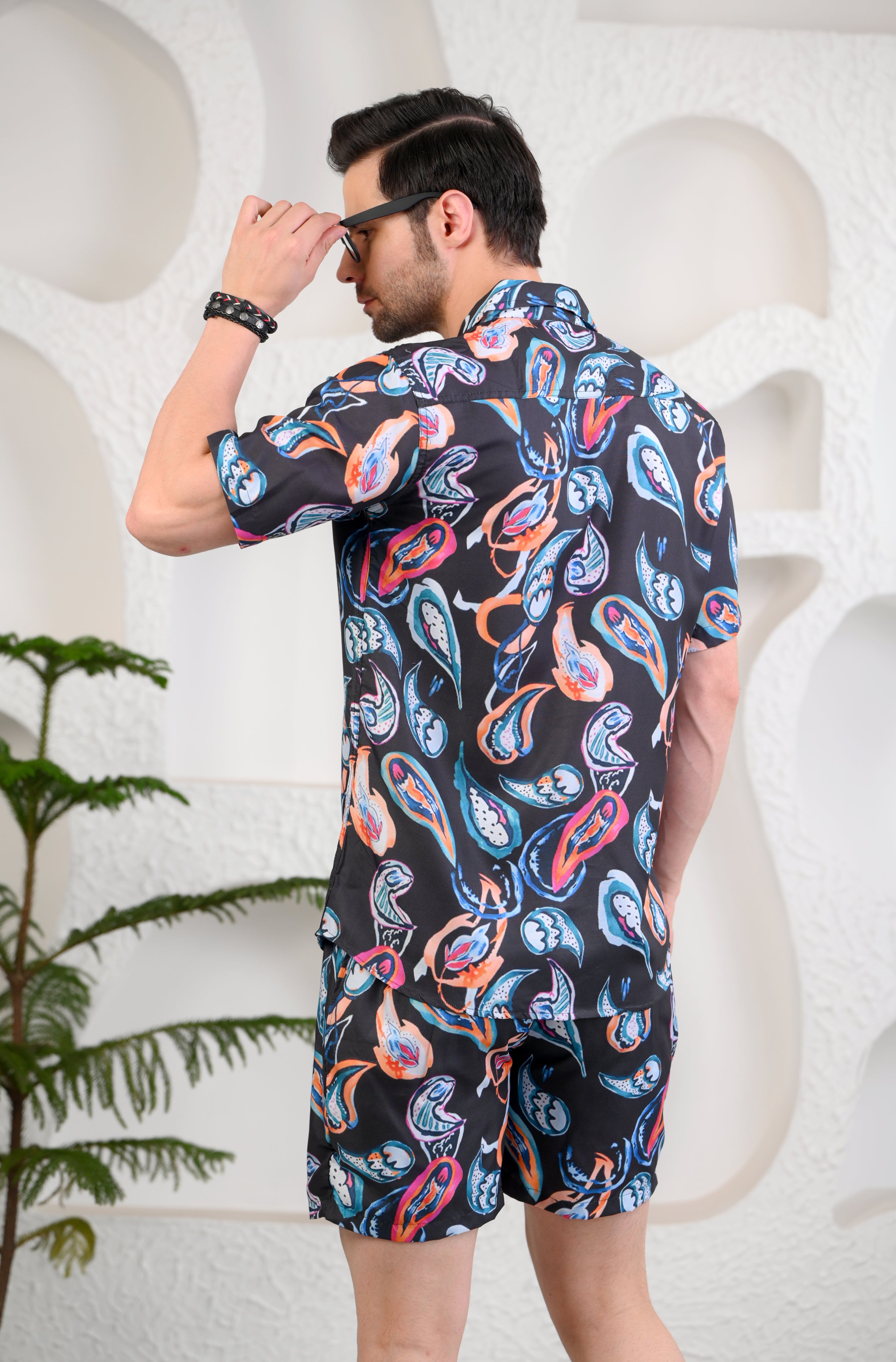 Abstract Paisley Print Cuban Collar Boxy Fit Co-Ords