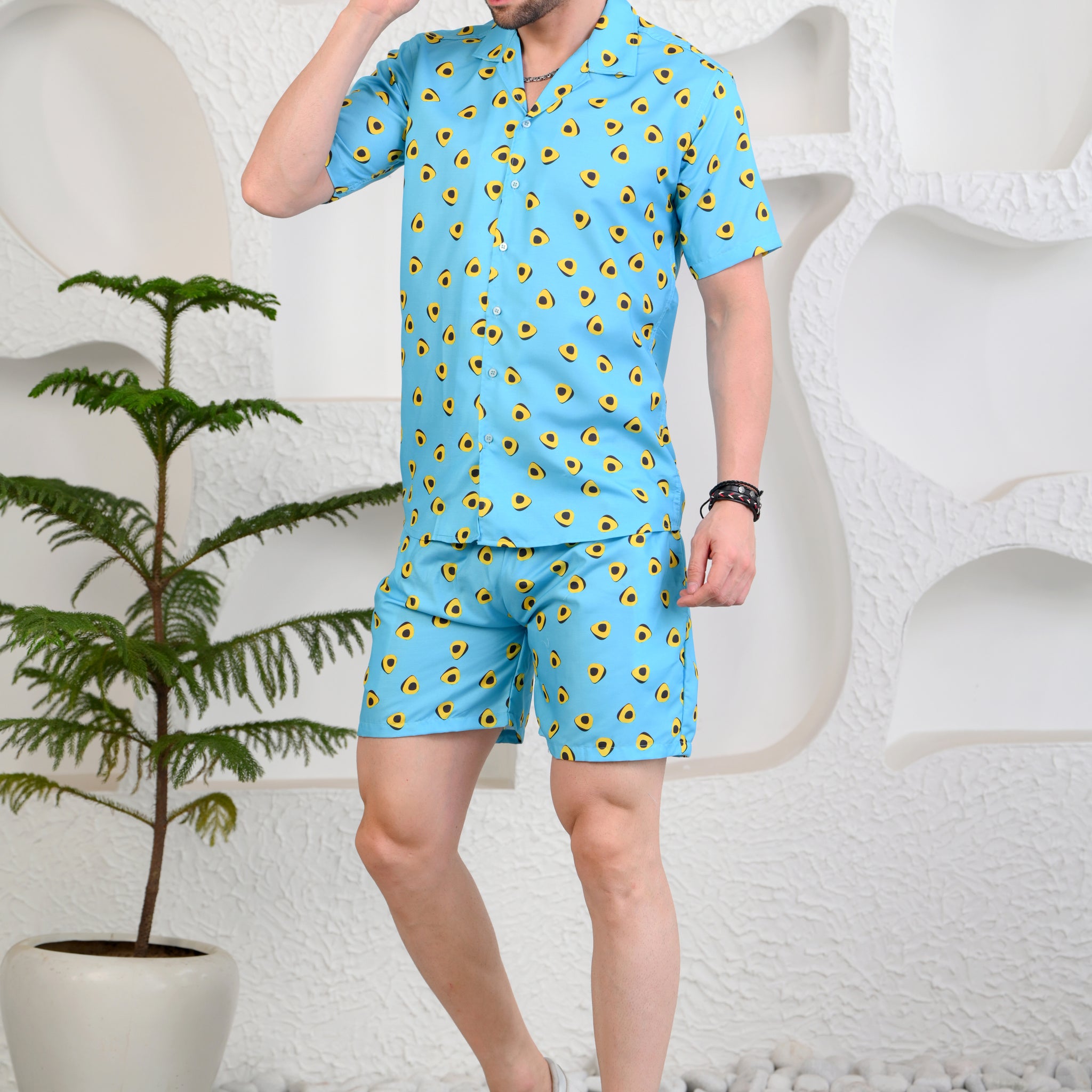 Avocadreams Blue Cuban Collar Boxy Fit Co-Ords